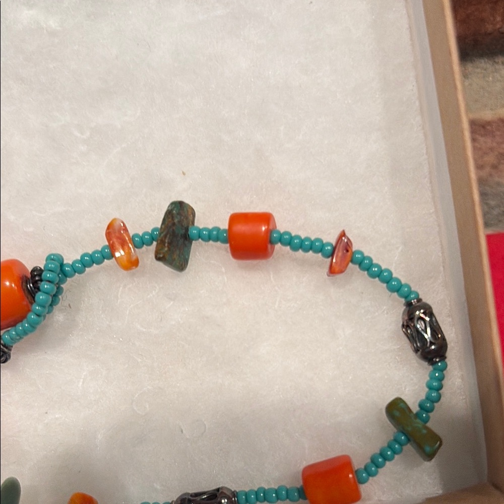Sundance Turquoise and Orange Beaded Bracelet! - Picture 2 of 3